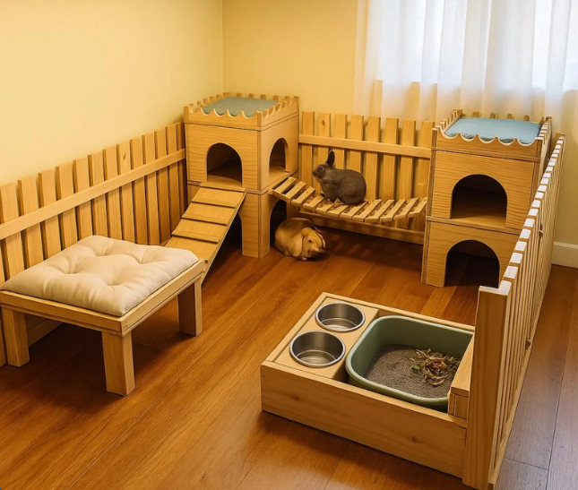 Bunny Playground Corner – DIY Rabbit Castle & Bridge